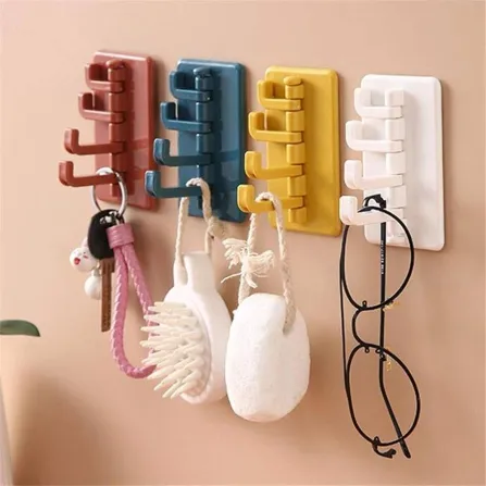 Multicolor Adhesive Wall Rotating Hanger Hook (2 pc)